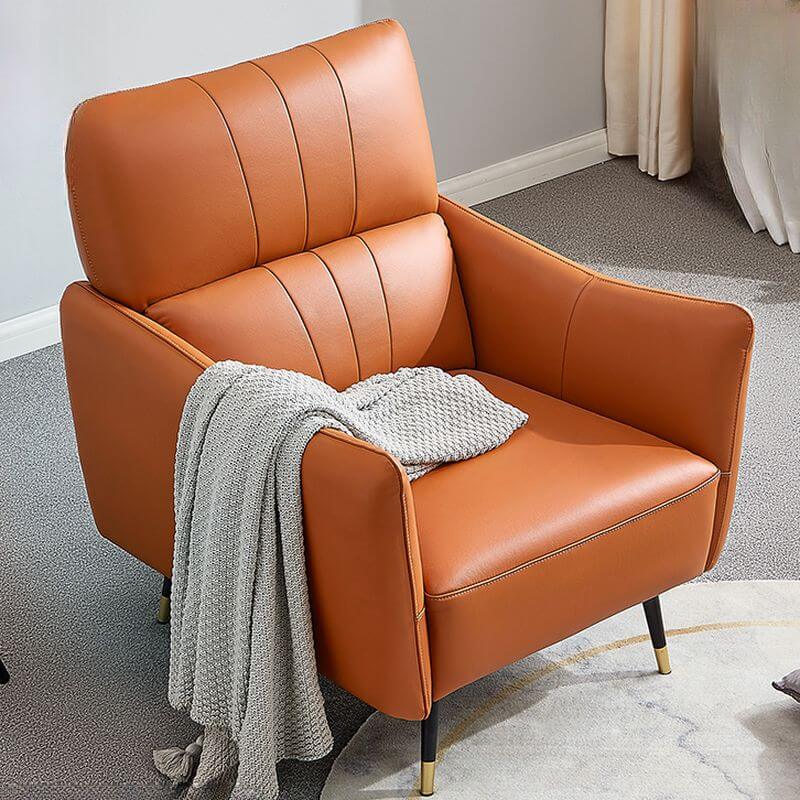 Simple Solid Color Arm Chair in Gray/Apricot Upholstery