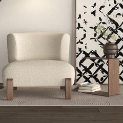 Textured fabric of beige slipper chair