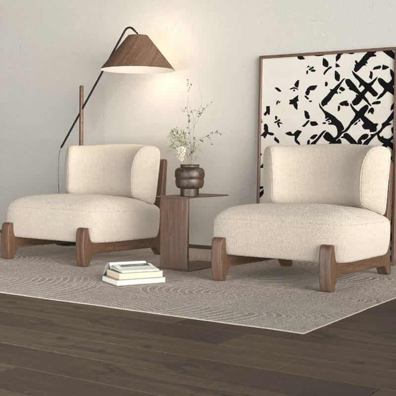 Four sturdy ash legs of the slipper chair