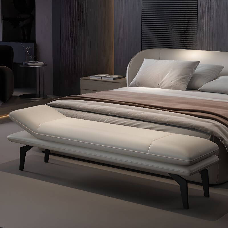 Einfache Einfarbige Gepolsterte Rückenlehnen Akzentbank Stuhl mit Bezogenem Material Zweitbild