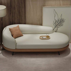 Simple Solid Color Foam Chaise Lounge Bench - Coffee