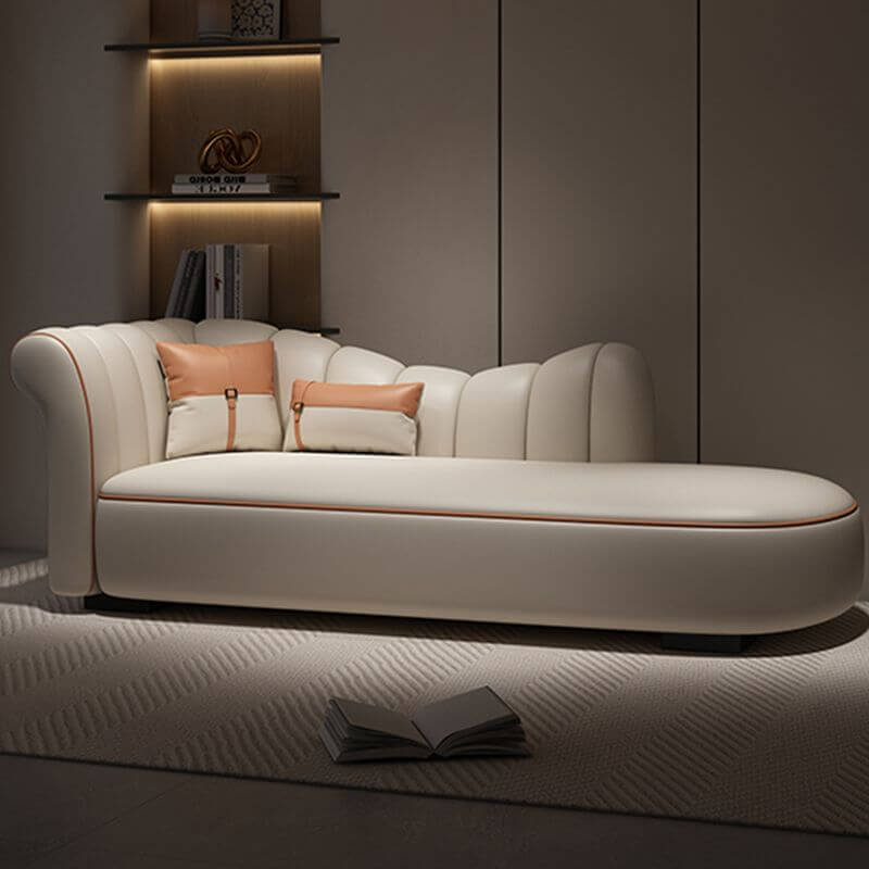 Solid color left-arm chaise lounge bench