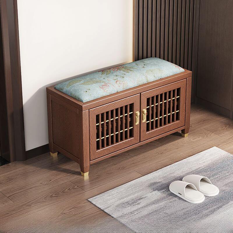 Simple solid color shoe bench in beige