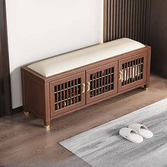 Compact modern wooden shoe bench