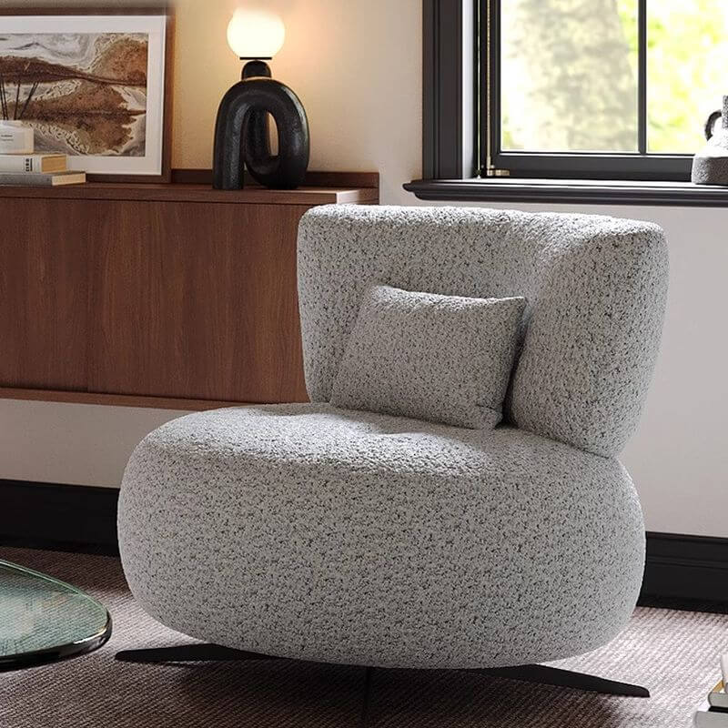 Simple Solid Color Rotating Side Chair with Tight Back, Cream/Cocoa Upholstery, and Pillow Secondary image