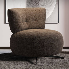 Minimalist swivel chair in cream and cocoa