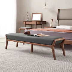 Storm Gray Upholstered Bedroom Bench front view