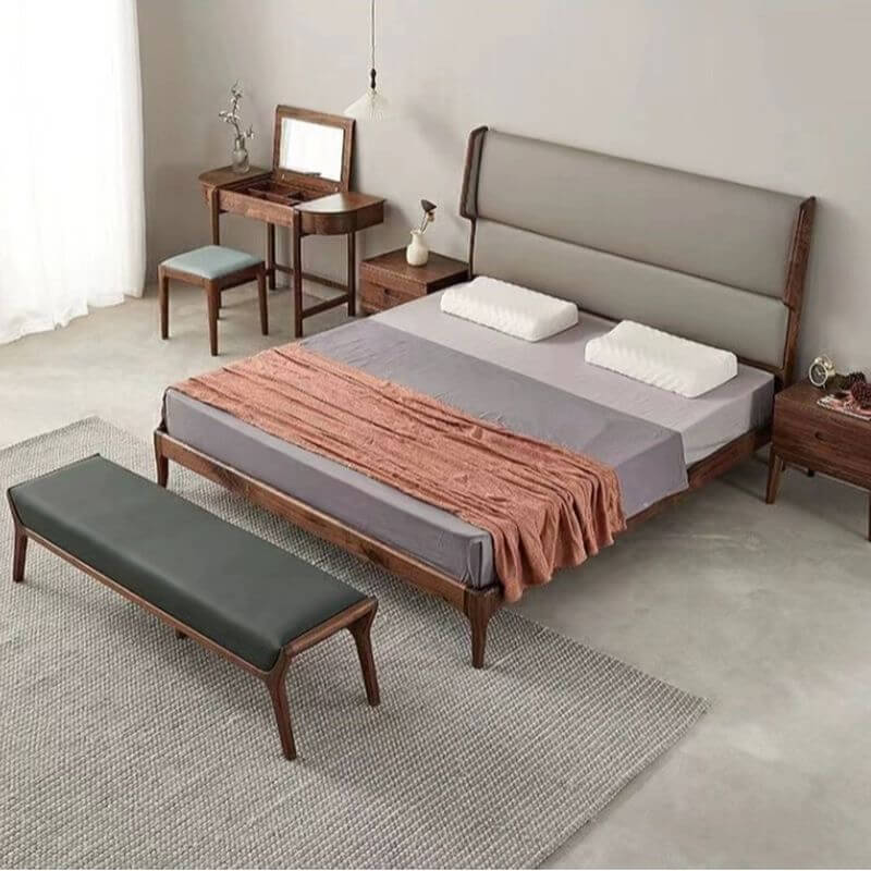 Einfache Uni-Farbe Sturmgrau gepolsterte Schlafzimmerbank Zweitbild