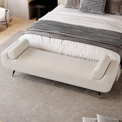 Simple Solid Color Upholstered Bedroom Bench in Off-White color