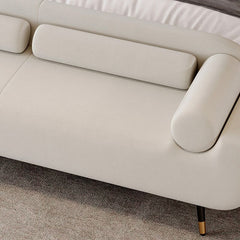 Grey Upholstered Bedroom Bench with armrest in modern design