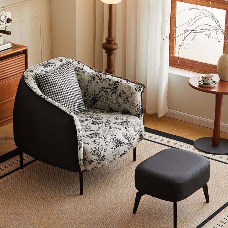 Taupe floral pattern accent chair