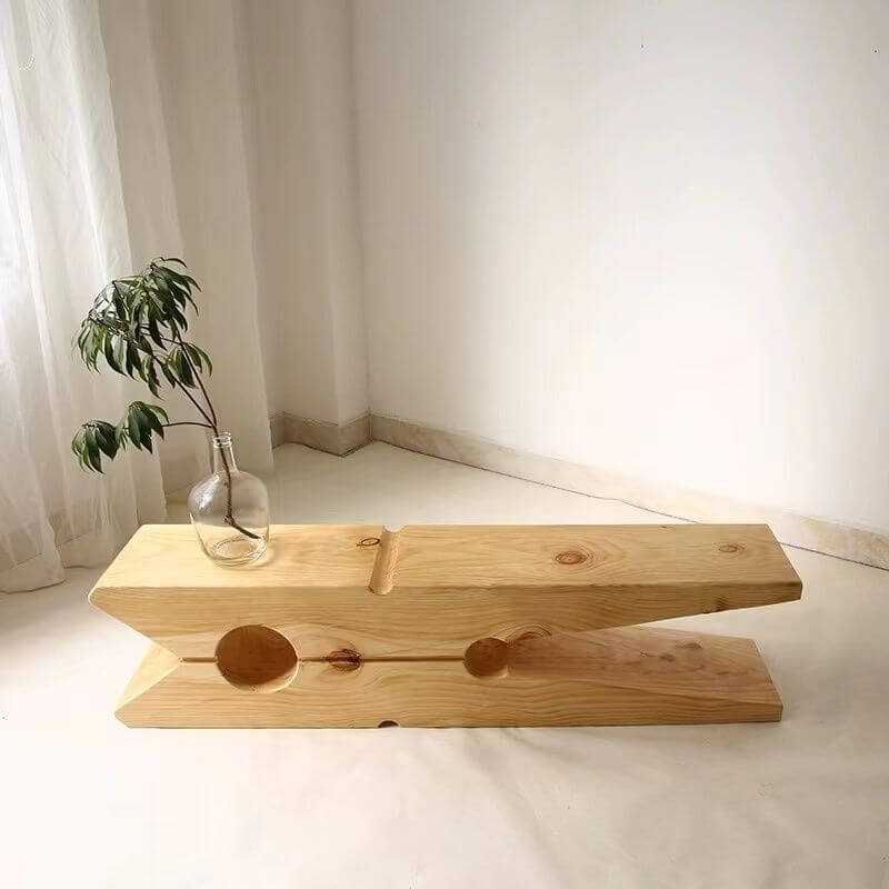 Simple Solid Wood Bench Accent from a side view Hauptbild