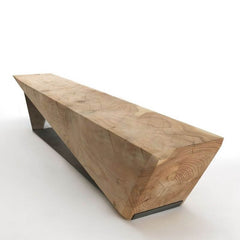 Natural finish wood bench in a modern entryway