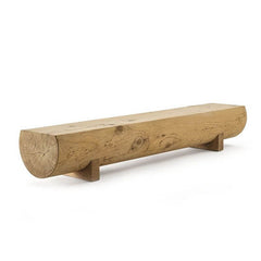 Natural finish wood bench in a modern entryway