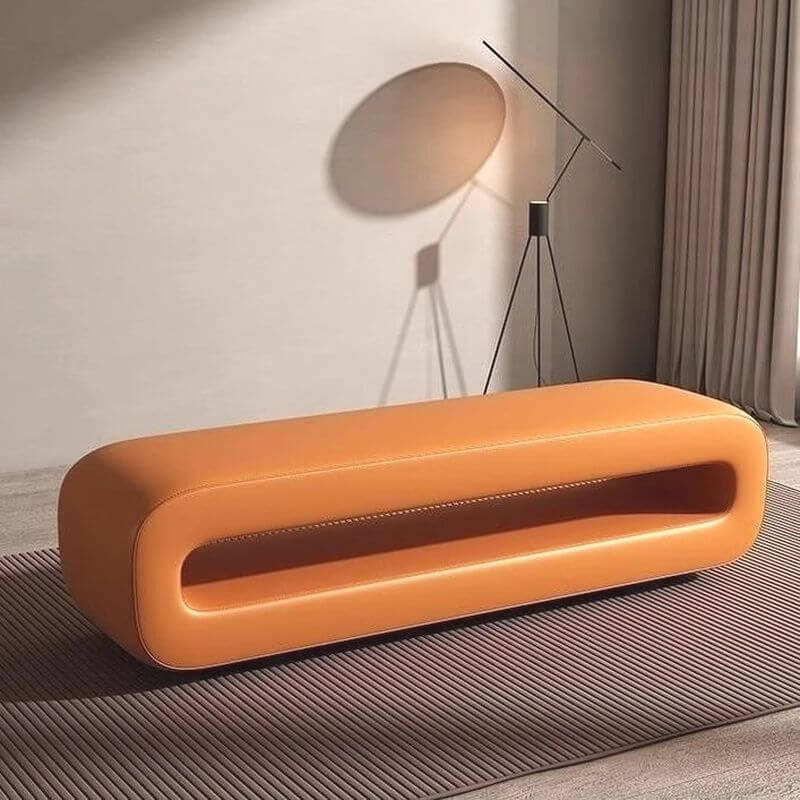 Off-White solid wood cushioned bench