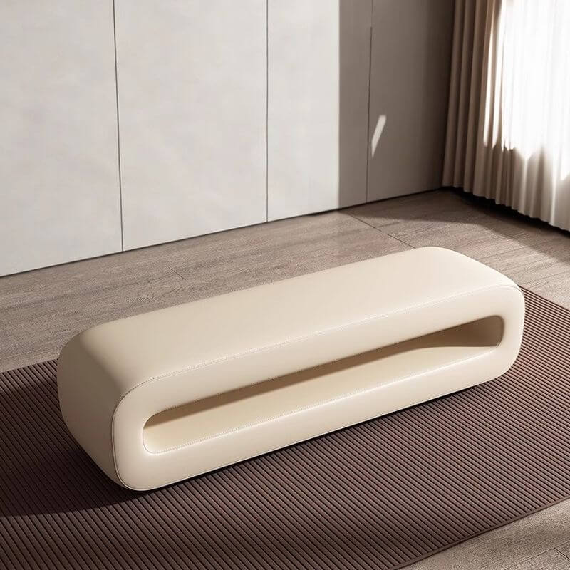 Einfache Massivholz gepolsterte Akzentbank in Uni-Farbe Zweitbild