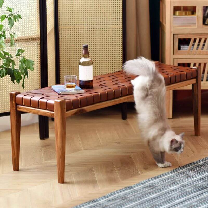 solid wood accent bench in a modern living room Hauptbild