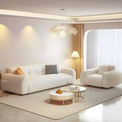 Modern solid color sofa with citrus accents