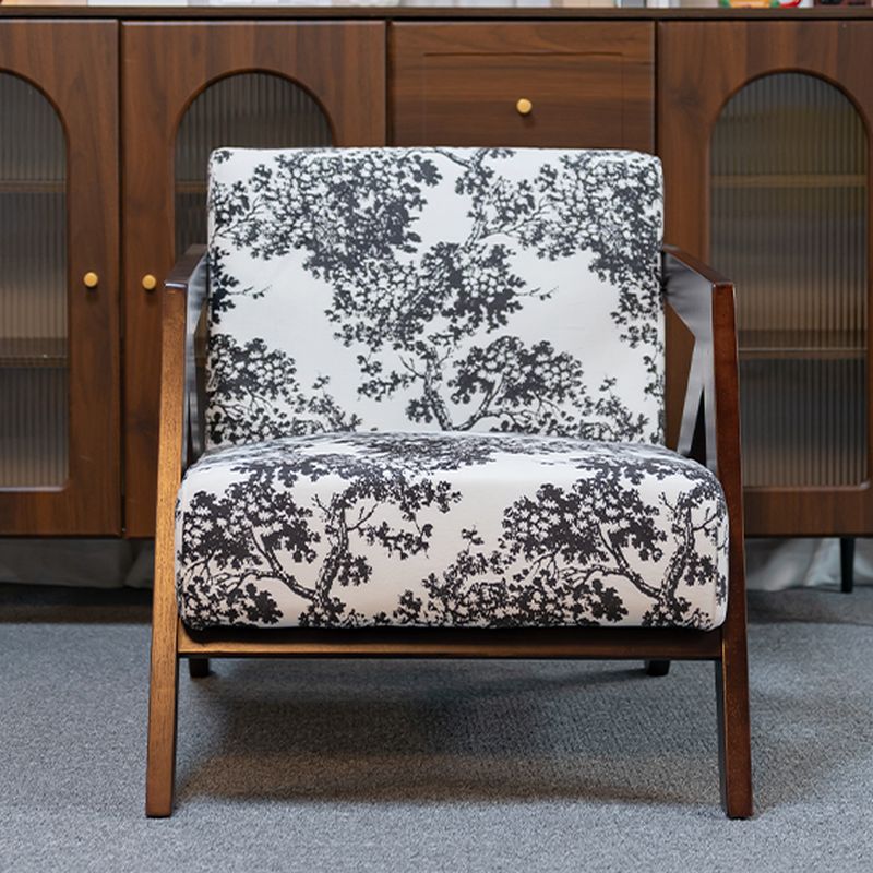Simple Toile/Striped/Solid Color Arm Chair in Ink/Dark Purple/Taupe with Fixed Back and Armrest Secondary image
