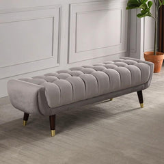 Elegant peacock blue tufted bench