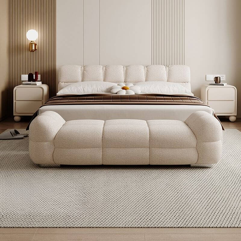 simple upholstered bedroom bench white Hauptbild