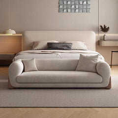 Simple Upholstered Solid Color Bedroom Bench in Grey