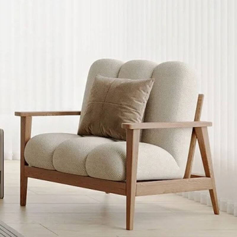 Einfacher weißer Armlehnsessel in Uni-Farbe mit Kissenrücken und Armlehne Zweitbild