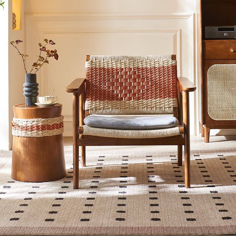 Woven back detail of Ash Wood Arm Chair