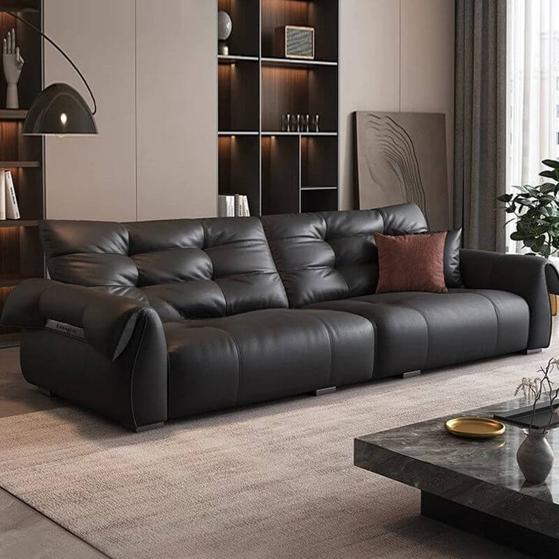 durable black sofa in contemporary setting Imagen principal del producto