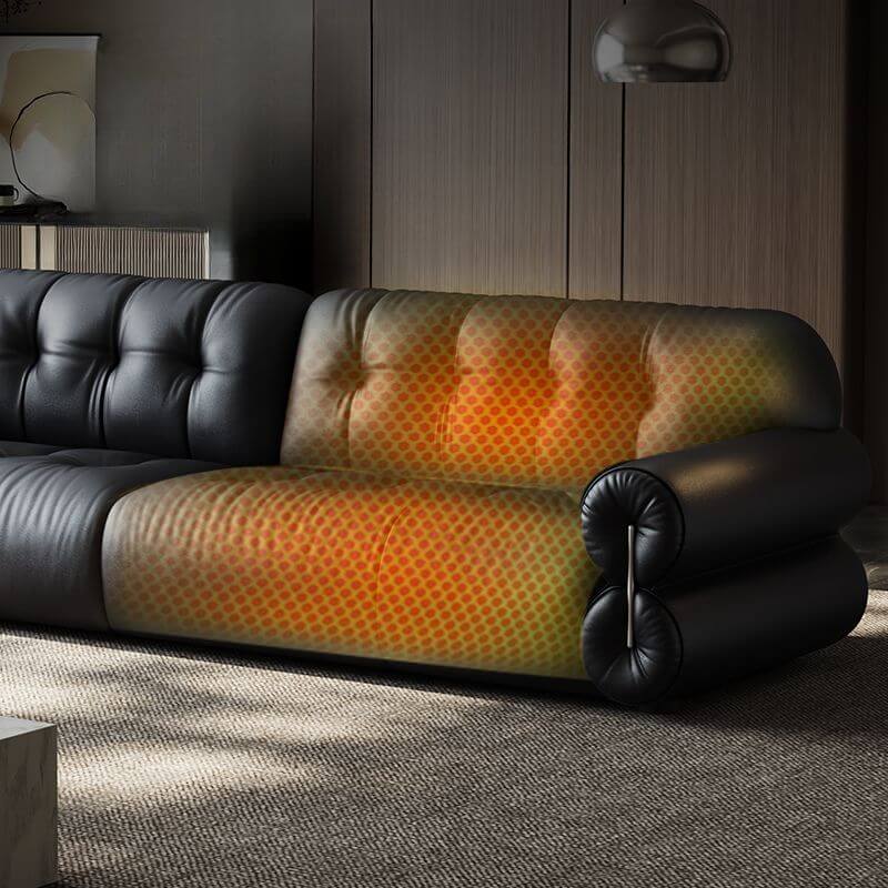 シンプルなブラックの防水ソファ、4人掛け、単色 サブ画像