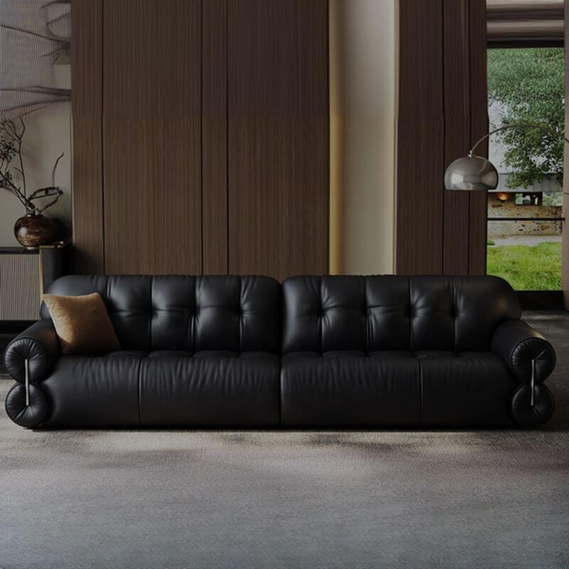 Comfortable 4-seater black sofa