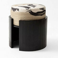 Purple Flannel Circular Ottoman