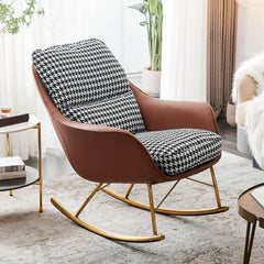 Orange houndstooth rocking chair with alloy legs