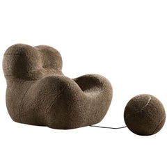 Cocoa upholstered arm chair with ottoman