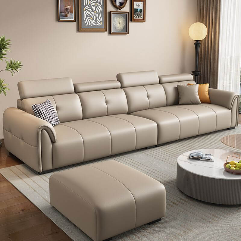Simplistic grey water-resistant sofa with three pillows