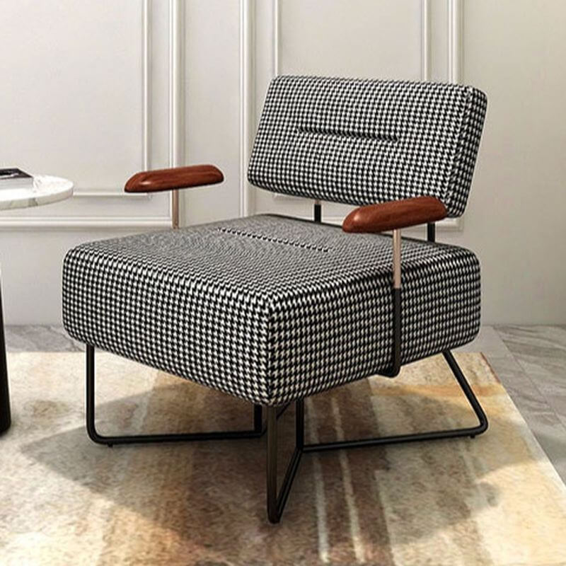 Simplistic Houndstooth Accent Chair with Fixed Back and Arms Secondary image