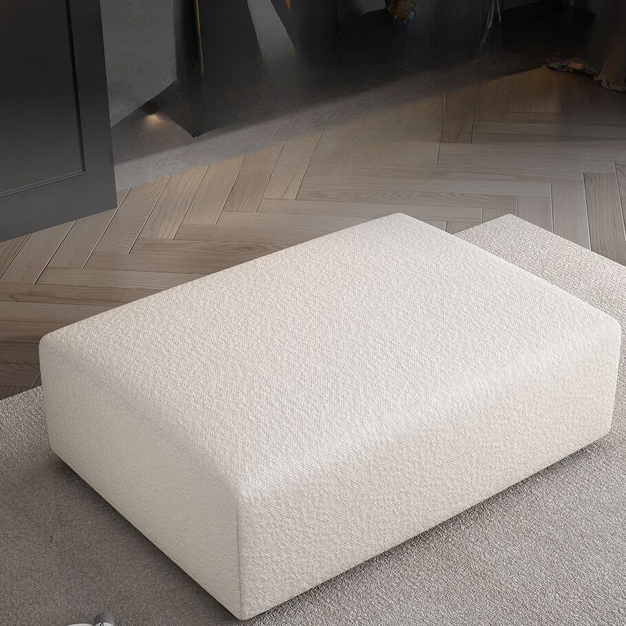 Simplistic white square sponge ottoman with removable cushion cover