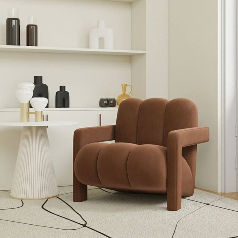 Sillón de Pana de Color Sólido Verde Oliva/Marfil/Uva con Brazos y Respaldo de Cojín Cosido Imagen secundaria del producto