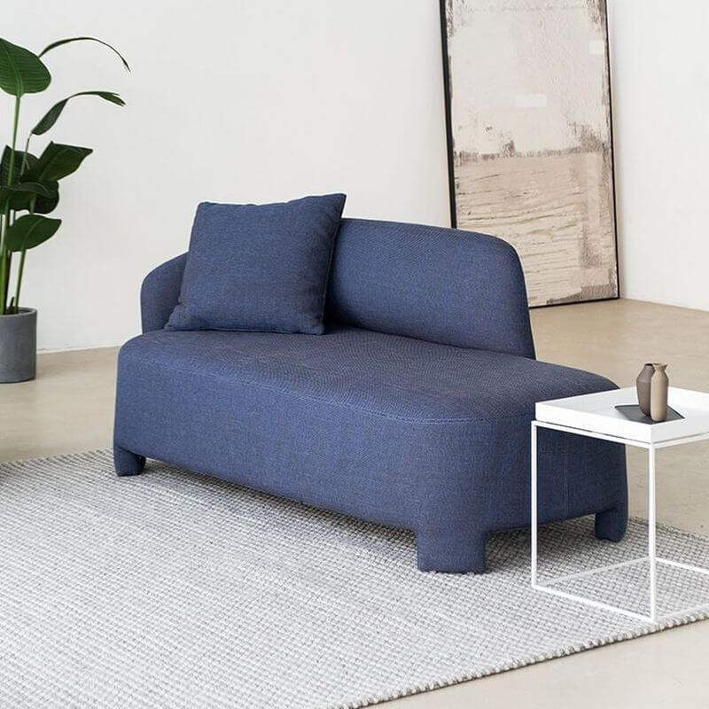 Overstuffed Scandinavian corner chaise lounge in dark green メイン画像