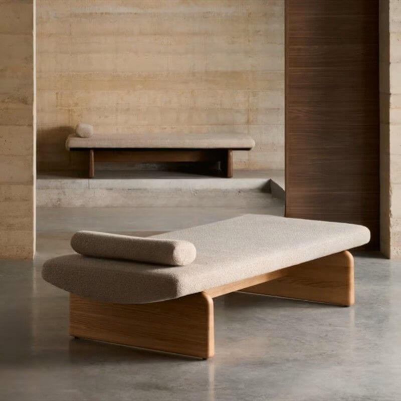 Simplistic Padded Upholstered Living Room Bench in Nut-Brown Imagen principal del producto