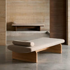 Simplistic Padded Upholstered Living Room Bench in Nut-Brown