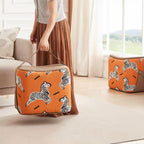Genuine Leather Ottoman with Animal Print Design