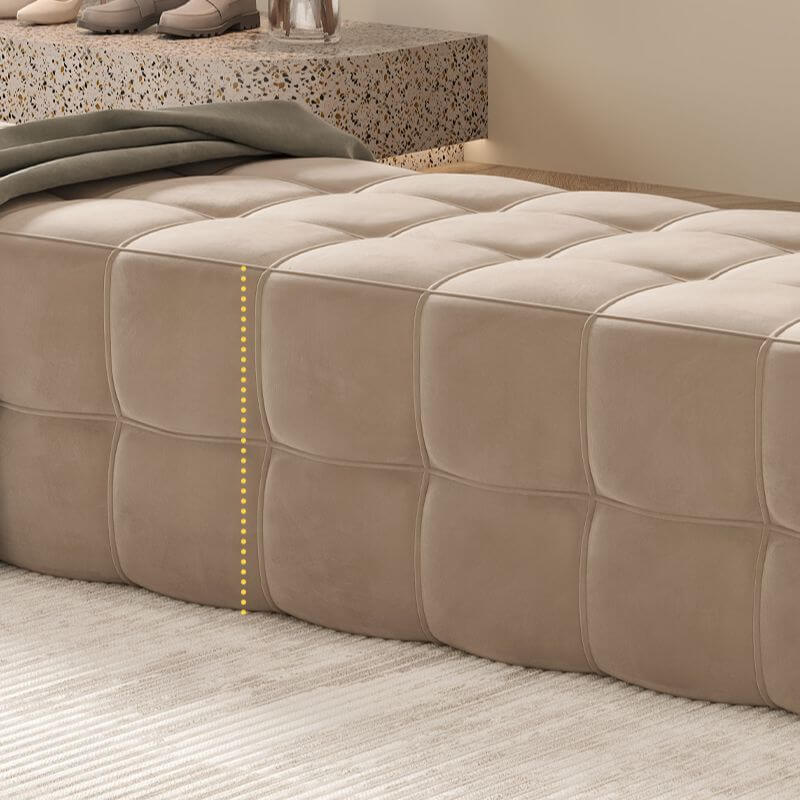 Simplistic Rectangular Solid Color Flannel Ottoman in Beige