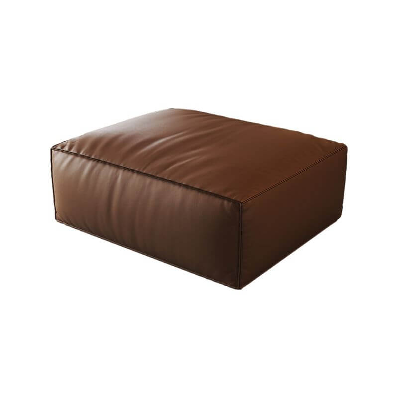 Simplistic Rectangular Solid Color Footstool with Genuine Leather Upholstery Secondary image
