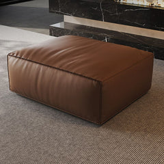 Stylish Black Leather Footstool