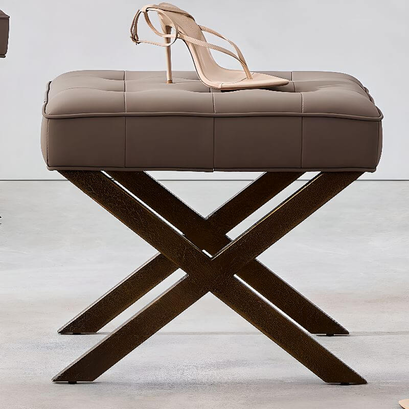 Modern faux leather ottoman with sponge filling