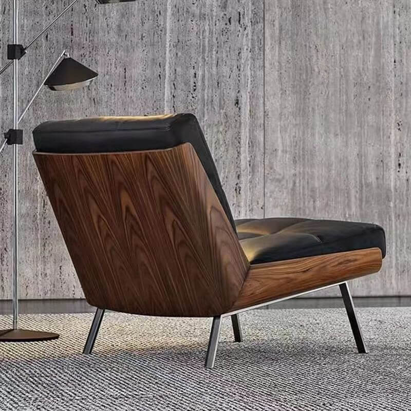 Simplistic Solid Color Accent Chair in Midnight Black/Gray with Fixed Back and Arms Secondary image