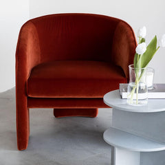 Simplistic Arm Chair in Vermilion Color