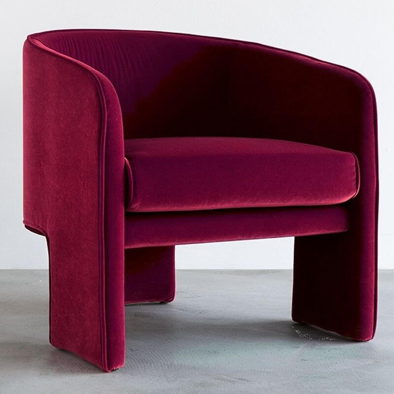 Simplistic Solid Color Arm Chair with Fixed Back, Arms, and Removable Cushions in Vermilion/Yellow/Citrus Color Secondary image