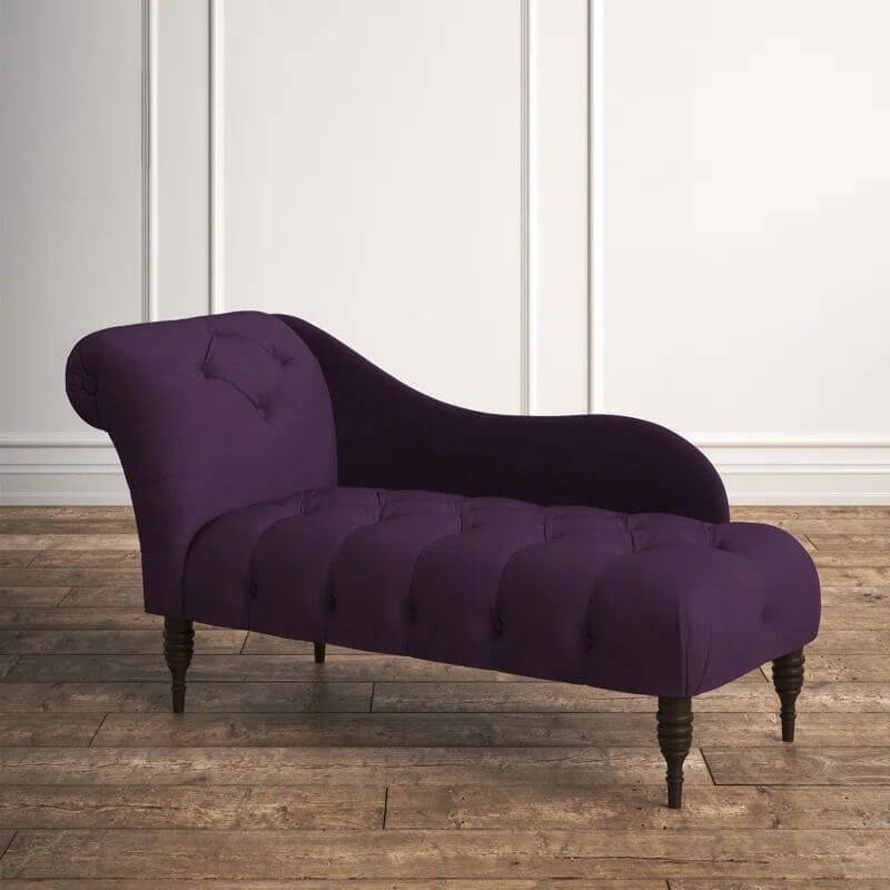 Simplistic Solid Color Cerulean/Mauve Color/Ivory Foam Chaise Accent Chair with Right-hand Piece/Left-hand Arm Secondary image